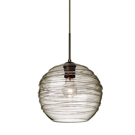Besa Lighting Wave 10 Cord Pendant, Smoke, Bronze Finish, 1x60W Incandescent 1JT-462702-BR
